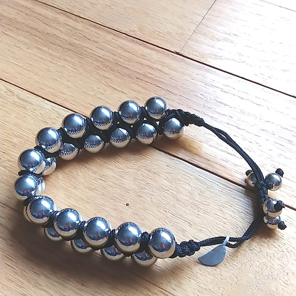 Stainless steel balls bracelet, double row adjustable NEW - Picture 4 of 5